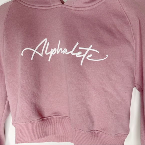 Alphalete Pink Script Logo Cropped Hoodie Women's Size Small - Picture 4 of 13